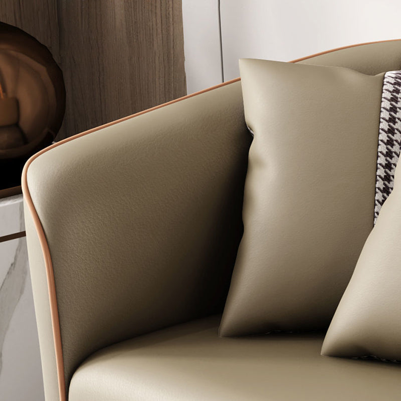 25.59" D x 25.59" H Faux Leather Sofa Tuxedo Arm Tight Back Sofa