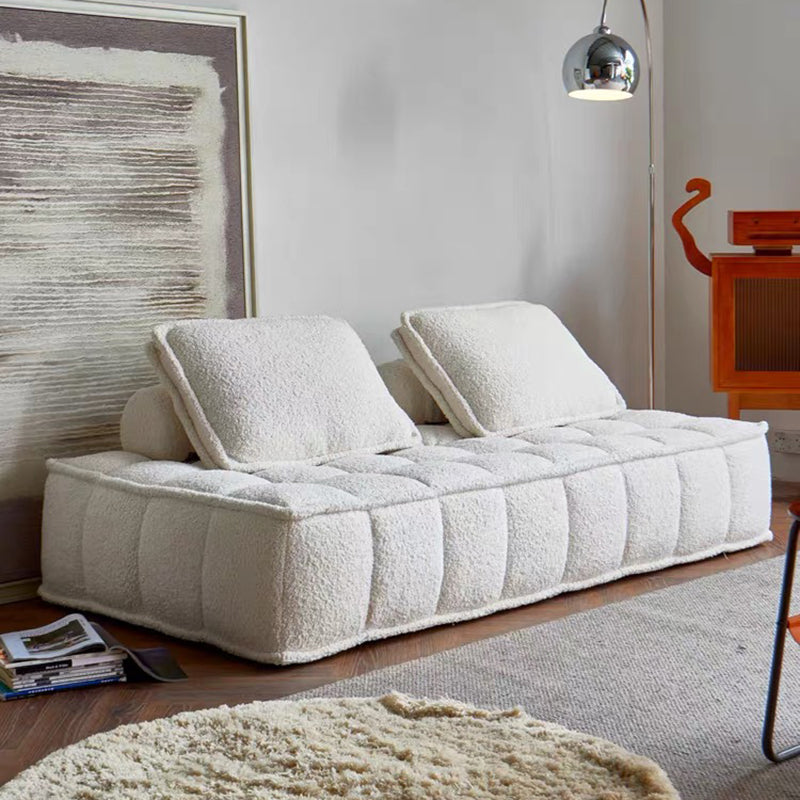 Modern Style Lamb/emery Cloth Sofa with No Armrest and No Cushion Back