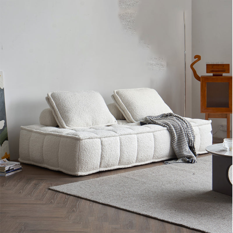 Modern Style Lamb/emery Cloth Sofa with No Armrest and No Cushion Back