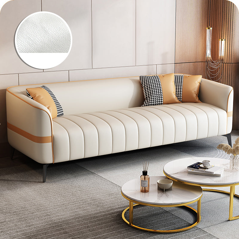 Contemporary 25.6" H Faux Leather Tuxedo Arm Sofa For Living Room