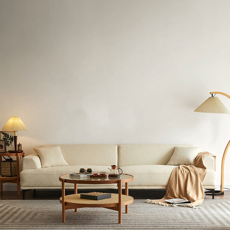 Modern White Upholstery with Built-in Armrest and Cushioned Suede Back