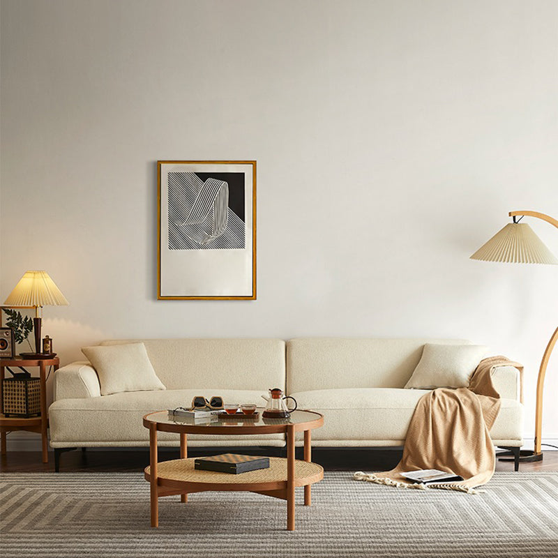 Modern White Upholstery with Built-in Armrest and Cushioned Suede Back