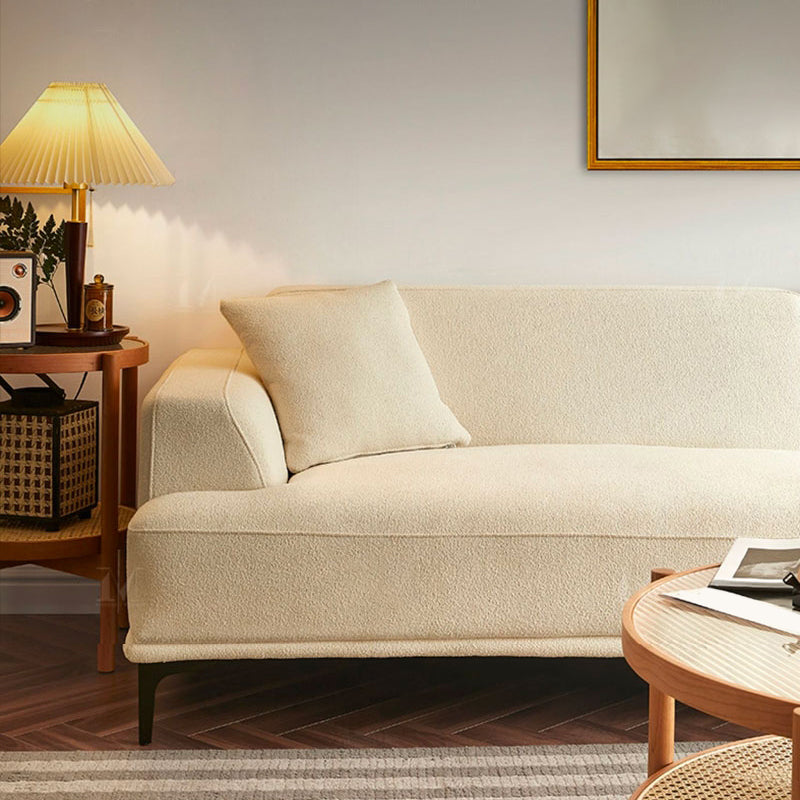 Modern White Upholstery with Built-in Armrest and Cushioned Suede Back