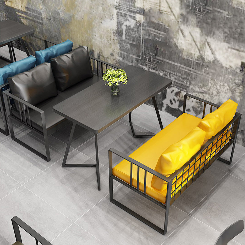 25.59" H Faux Leather Square Arm Sofa Contemporary Standard Sofa