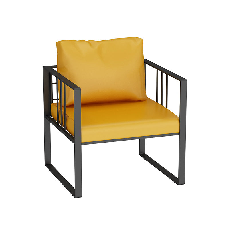 25.59" H Faux Leather Square Arm Sofa Contemporary Standard Sofa