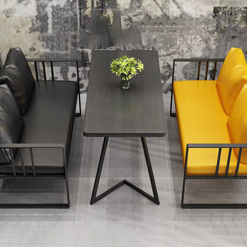 25.59" H Faux Leather Square Arm Sofa Contemporary Standard Sofa