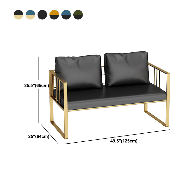 25.59" H Faux Leather Square Arm Sofa Contemporary Standard Sofa