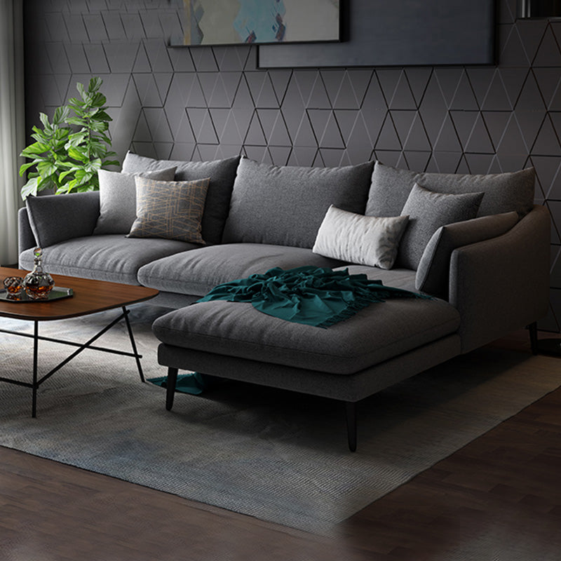 Modern 3/4-seater Fabric Sofa & Chaise Grey Slipcovered Sectional