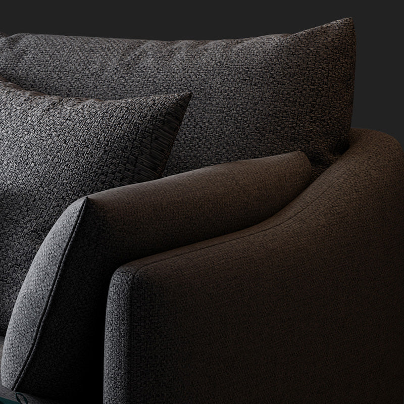Modern 3/4-seater Fabric Sofa & Chaise Grey Slipcovered Sectional