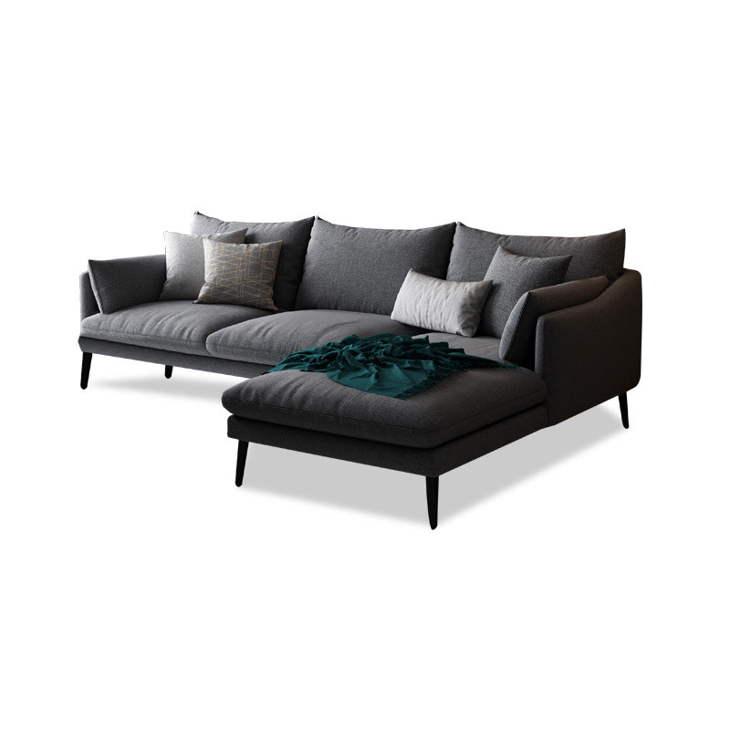 Modern 3/4-seater Fabric Sofa & Chaise Grey Slipcovered Sectional