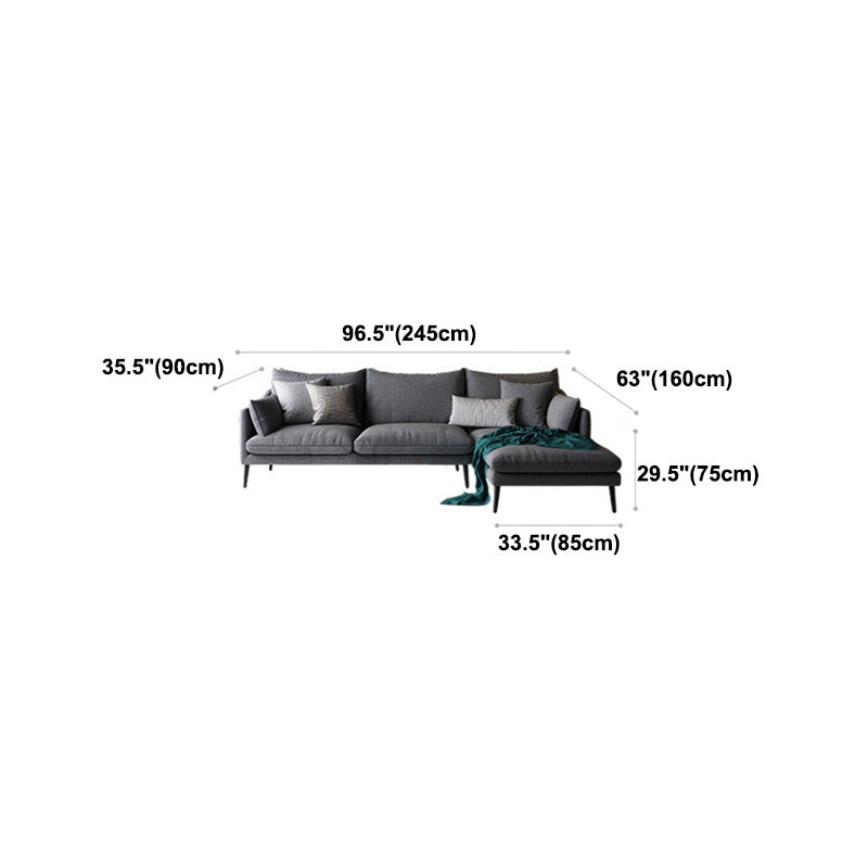 Modern 3/4-seater Fabric Sofa & Chaise Grey Slipcovered Sectional