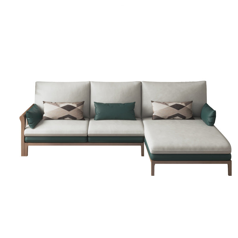 Contemporary Stationary Linen Square Arm Cushion Back Sofa & Chaise
