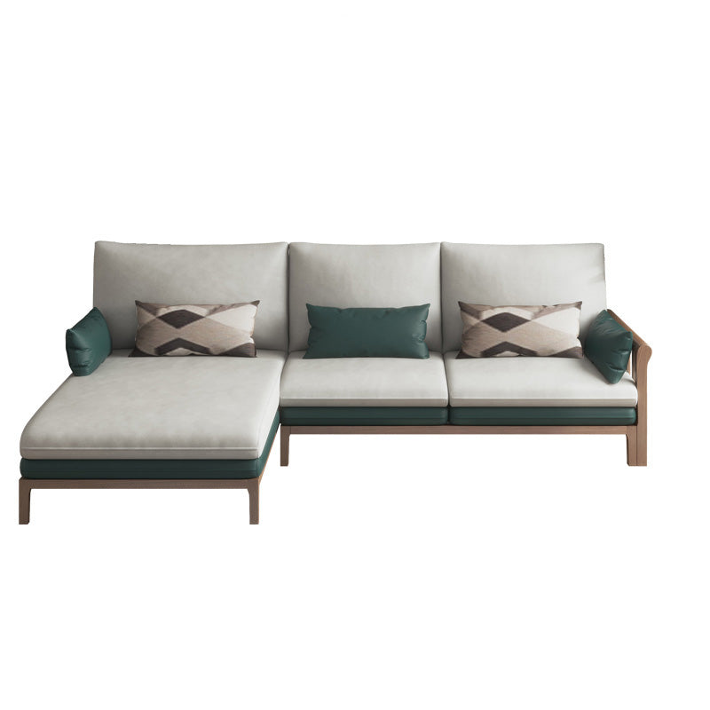 Contemporary Stationary Linen Square Arm Cushion Back Sofa & Chaise