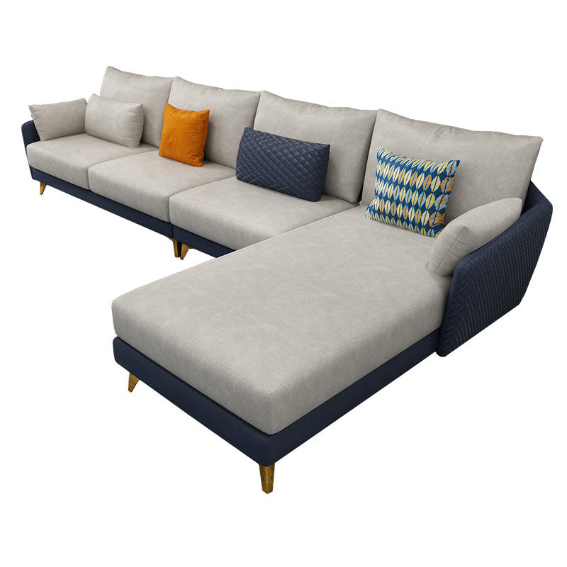 Modernism Stain Resistant Sofa & Chaise 4-Seater Faux Leather Sectional