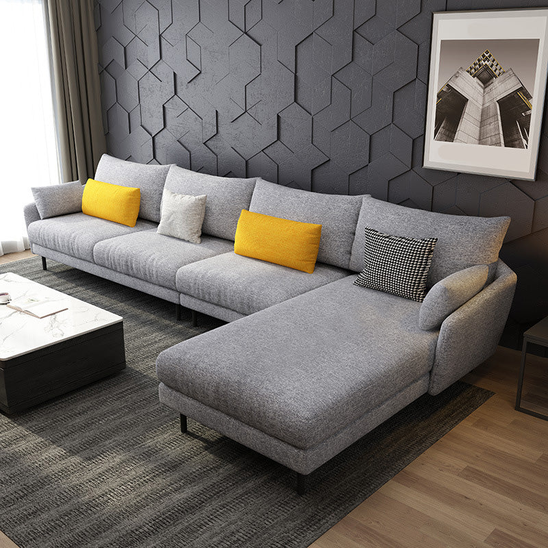 Modern Style Fabric Sofa & Chaise 141.73" W Square Arm Sectional