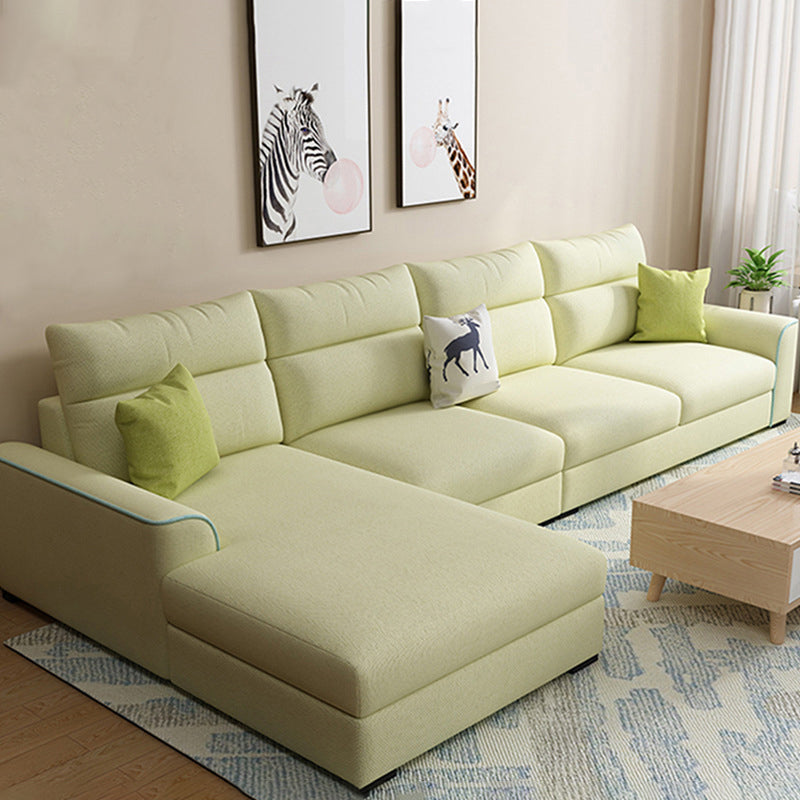 Modern 3-seater Fabric/Faux Leather Sectional Flared Arm Sofa & Chaise