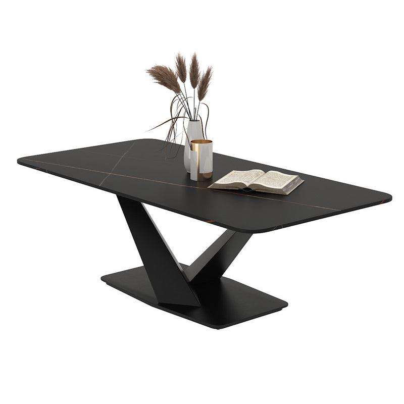 Glam 17.7" H Rectangle Slate Coffee Table Metal Abstract Cocktail Table