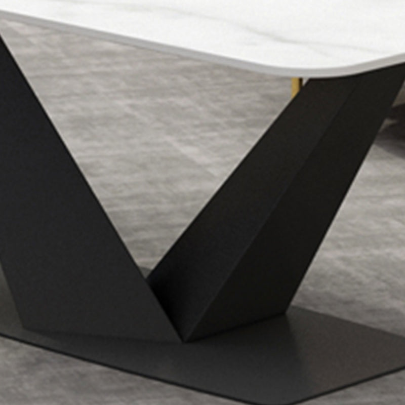 Glam 17.7" H Rectangle Slate Coffee Table Metal Abstract Cocktail Table