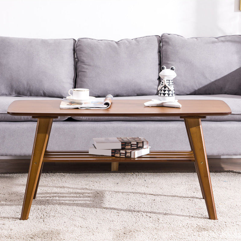 Nordic Style Rectangular Solid Wood Table 4 Legs Base Coffee Table