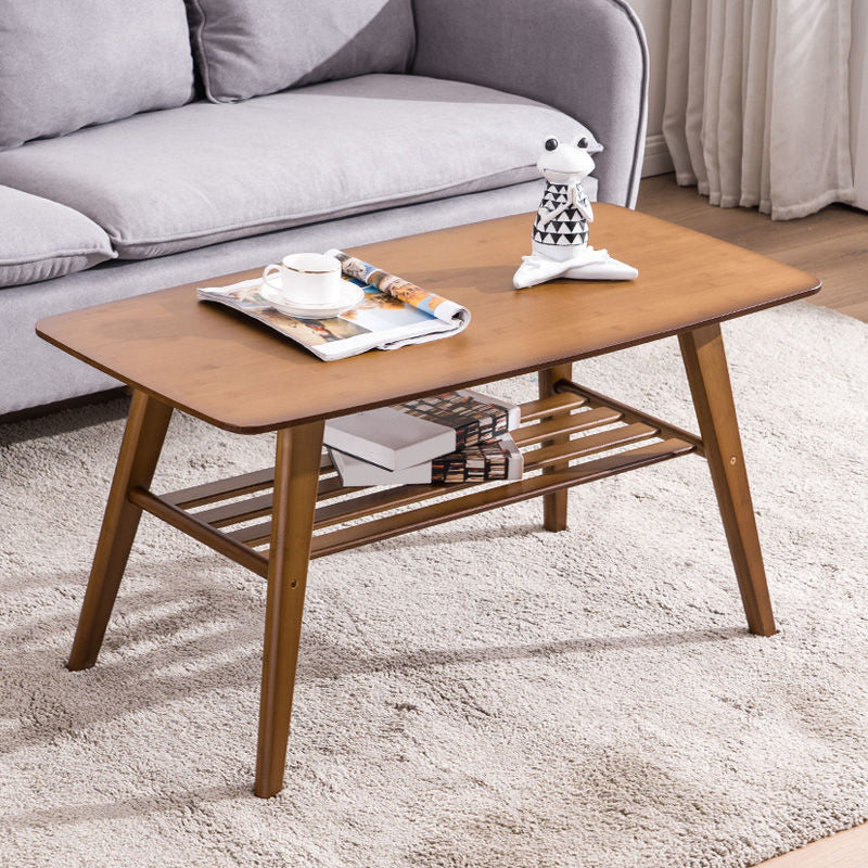 Nordic Style Rectangular Solid Wood Table 4 Legs Base Coffee Table