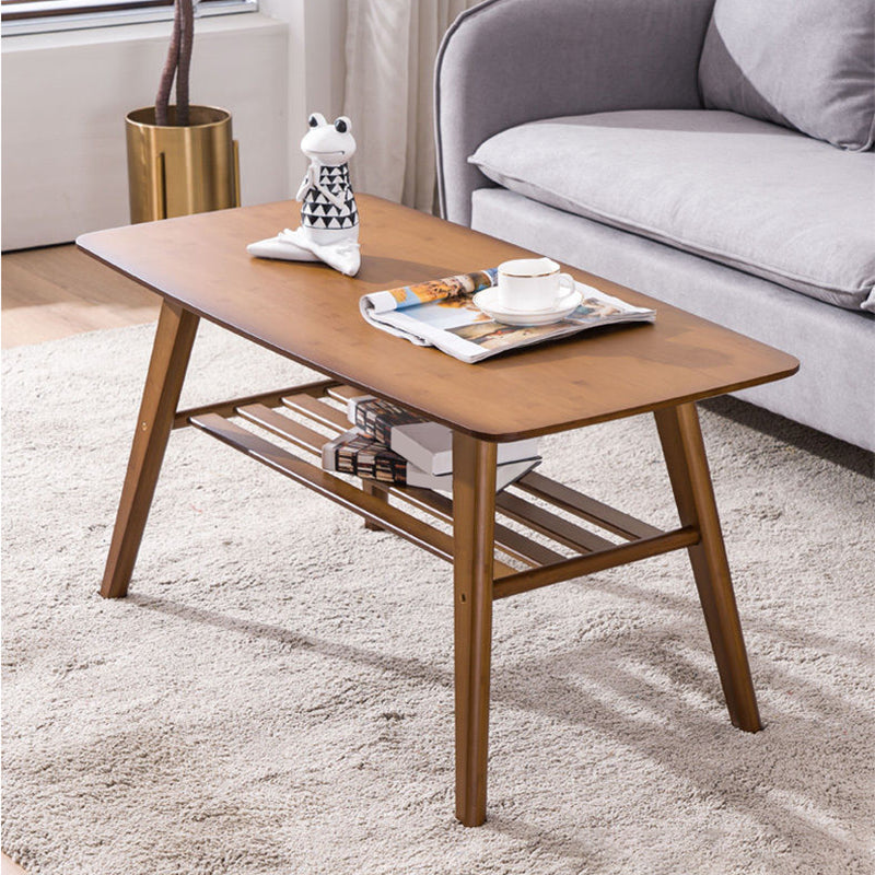 Nordic Style Rectangular Solid Wood Table 4 Legs Base Coffee Table