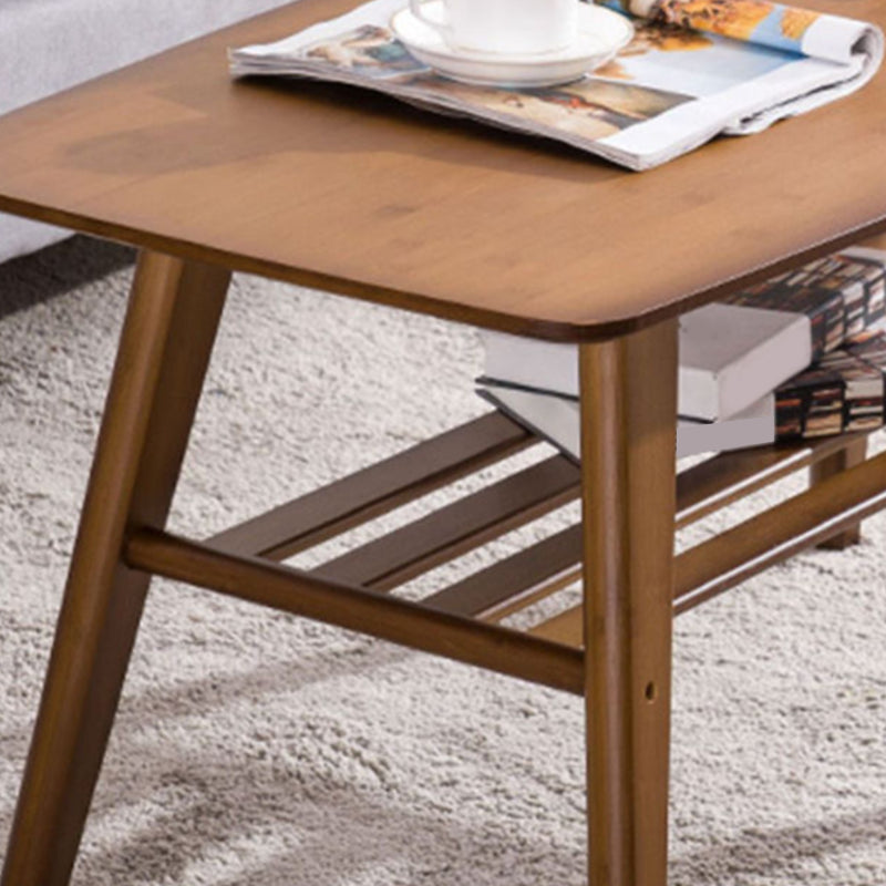 Nordic Style Rectangular Solid Wood Table 4 Legs Base Coffee Table