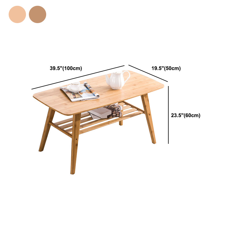 Nordic Style Rectangular Solid Wood Table 4 Legs Base Coffee Table