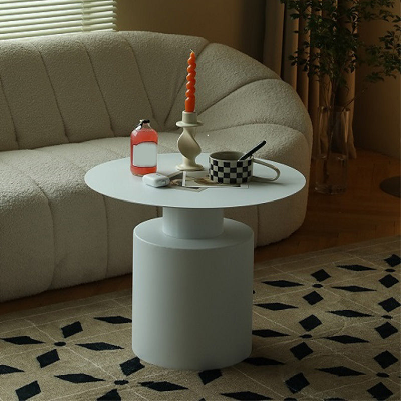 Mid-Century Modern Round Top Coffee Table Iron Pedestal Cocktail Table
