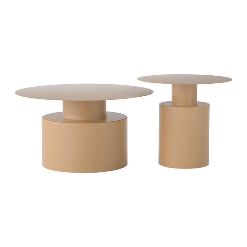 Mid-Century Modern Round Top Coffee Table Iron Pedestal Cocktail Table
