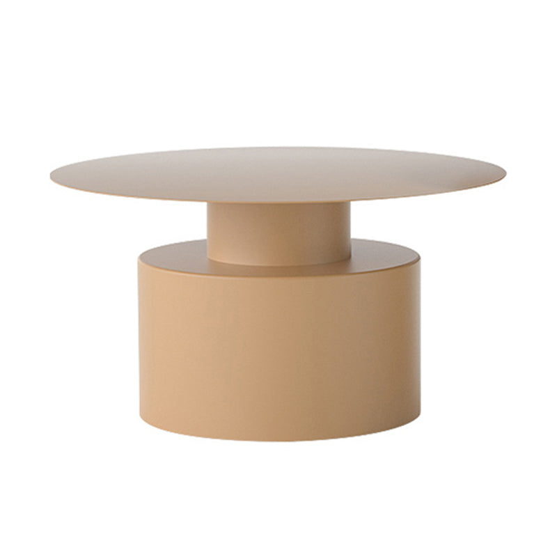 Mid-Century Modern Round Top Coffee Table Iron Pedestal Cocktail Table