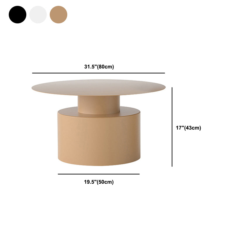 Mid-Century Modern Round Top Coffee Table Iron Pedestal Cocktail Table
