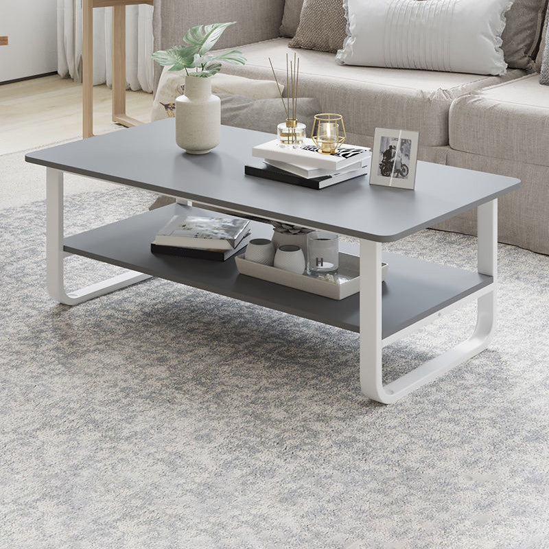 Modern Style Rectangular Wooden Table Sledge-shaped Base Coffee Table
