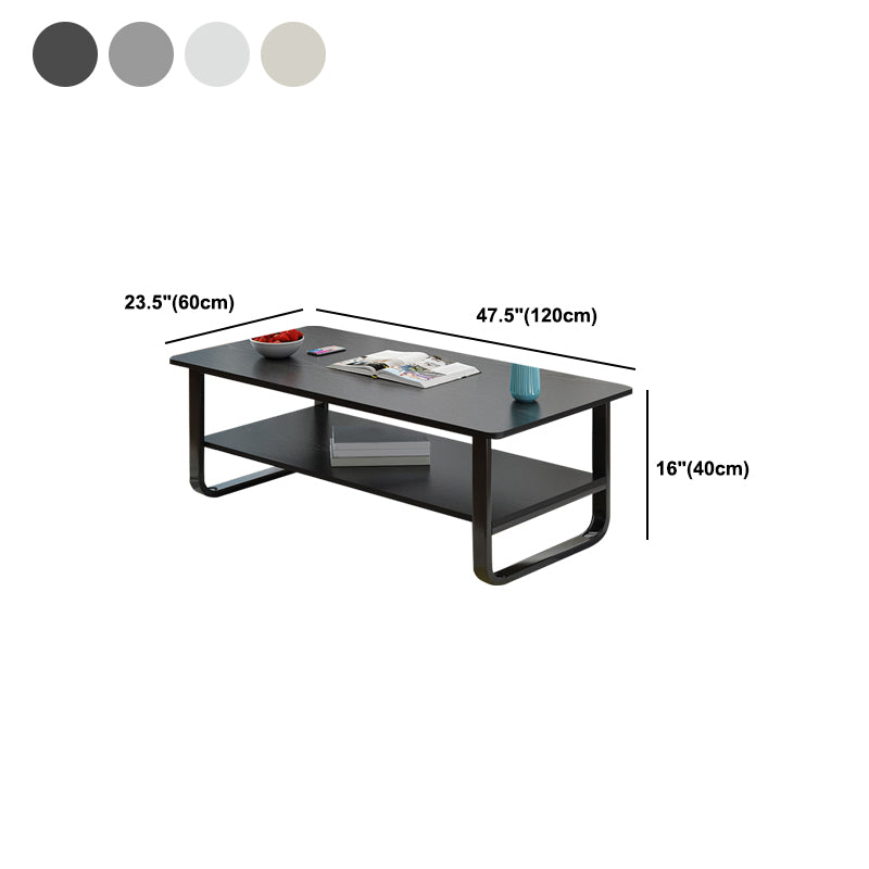 Modern Style Rectangular Wooden Table Sledge-shaped Base Coffee Table