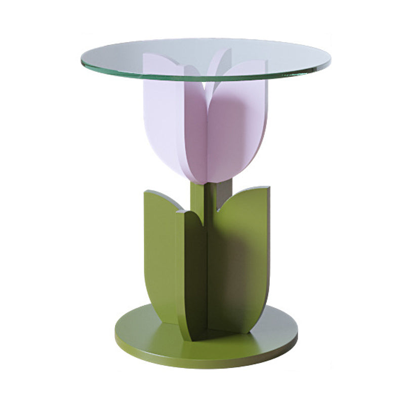 Round/free Shape Square Block Base Glass/solid Wood Table Modern Style Coffee Table