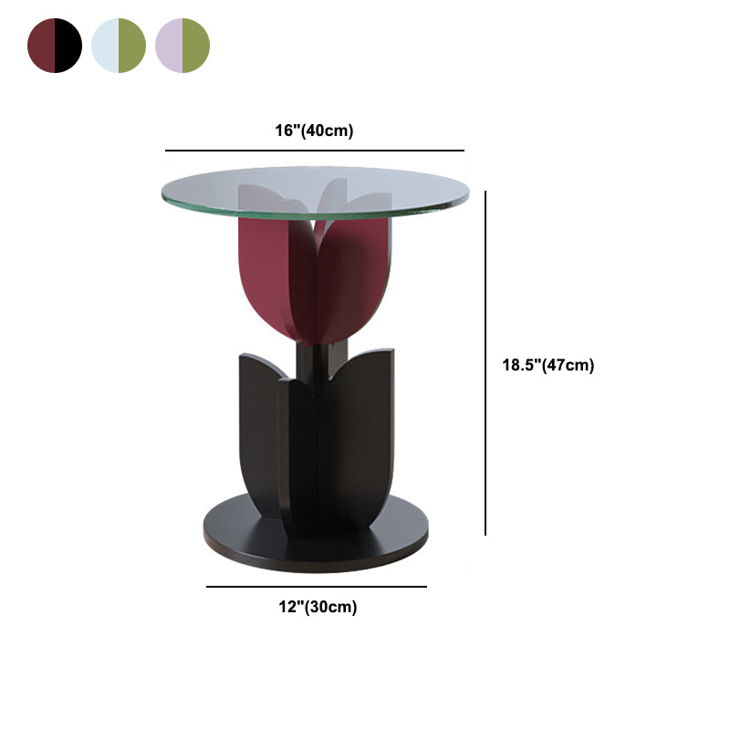Round/free Shape Square Block Base Glass/solid Wood Table Modern Style Coffee Table