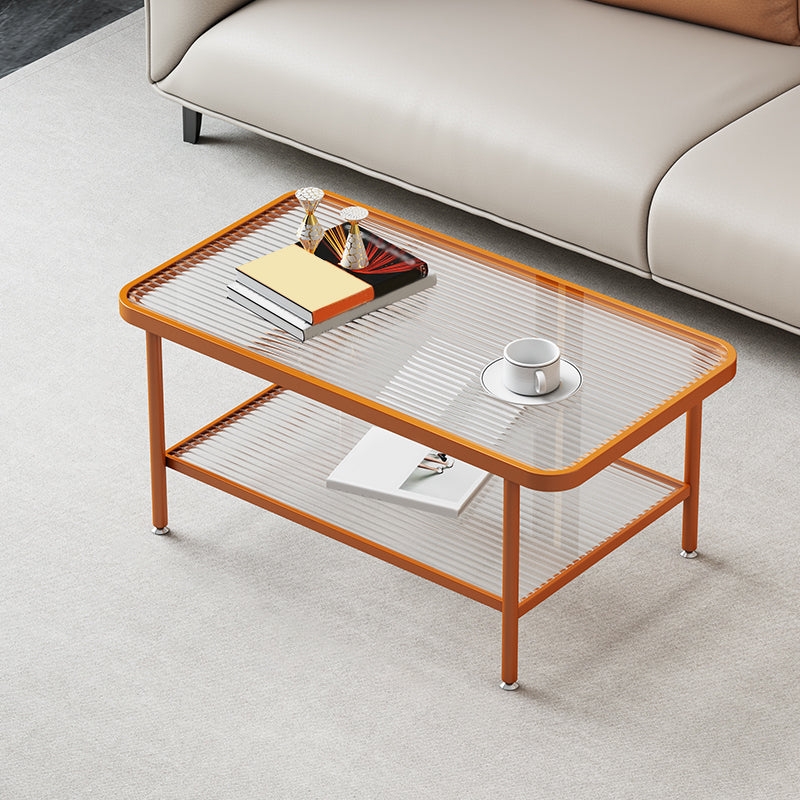 Glass-Topped Cocktail Table Rectangular Coffee Table for Living Room