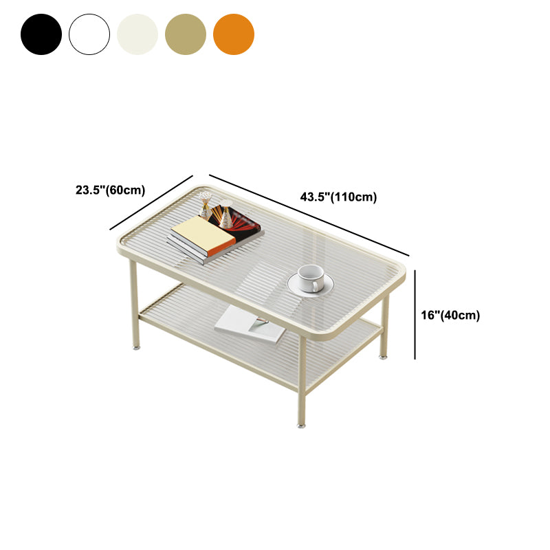 Glass-Topped Cocktail Table Rectangular Coffee Table for Living Room