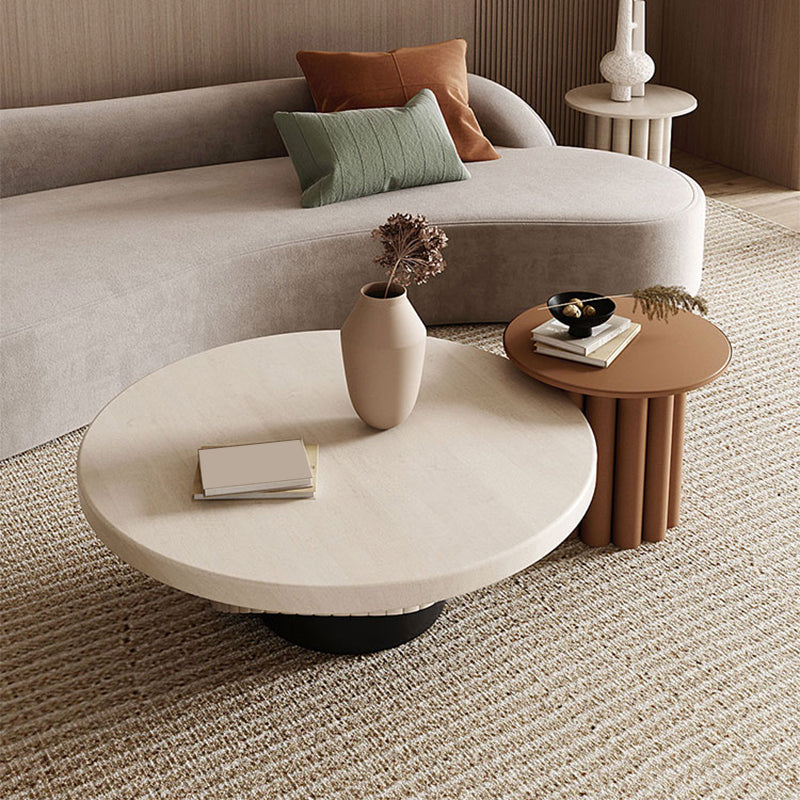 Scandinavian Round Wood Coffee Table Pedestal Cocktail Table