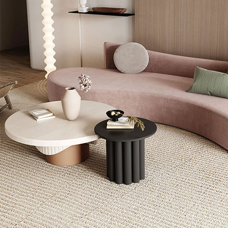 Scandinavian Round Wood Coffee Table Pedestal Cocktail Table