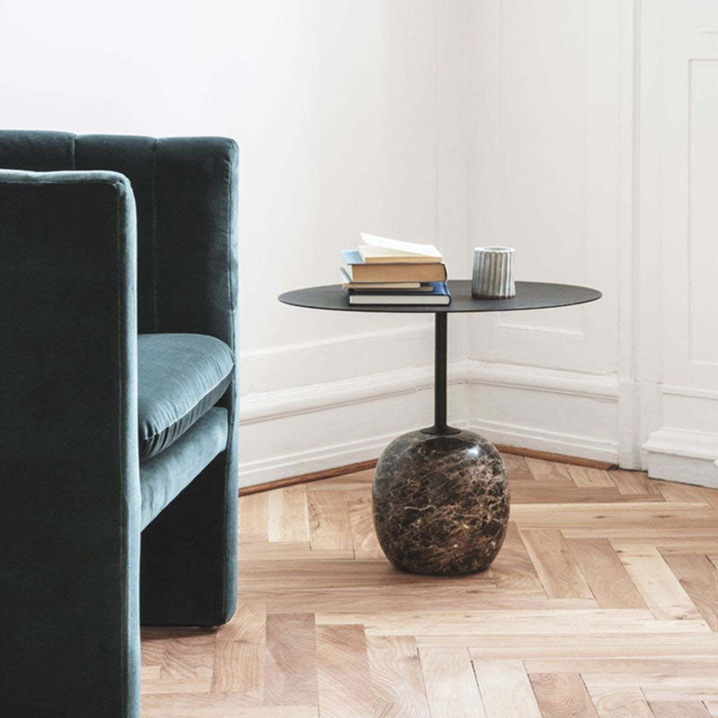 Round Metal Table Marble Pedestal Base Medieval Modern Style Side Table