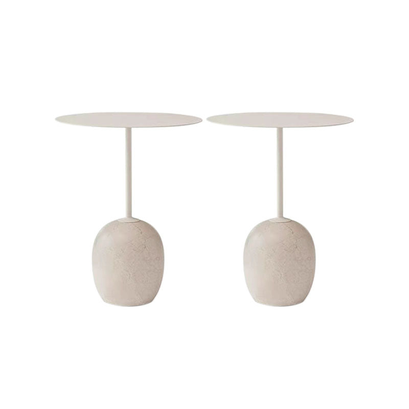 Round Metal Table Marble Pedestal Base Medieval Modern Style Side Table