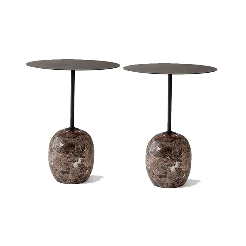 Round Metal Table Marble Pedestal Base Medieval Modern Style Side Table