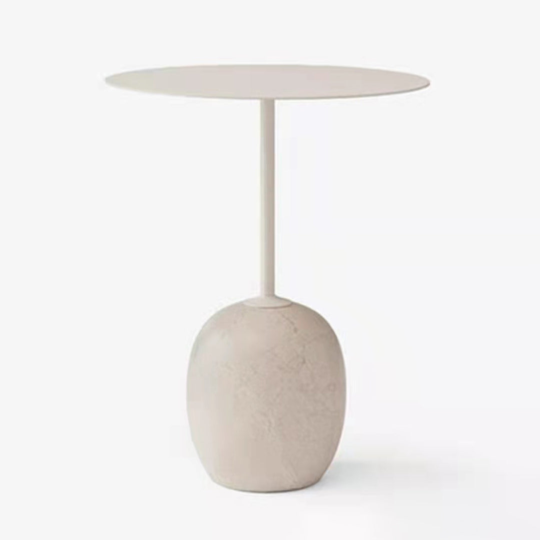 Round Metal Table Marble Pedestal Base Medieval Modern Style Side Table