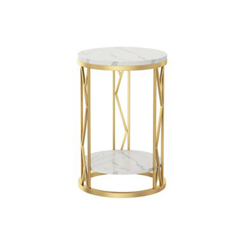 Round Slate Plate Table Plate Metal Frame Base Modern Style Side Table