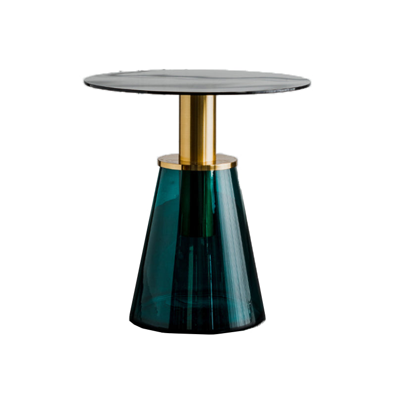 Round Metal/glass Table with Pedestal Base Base Mid-century Modern Side Table