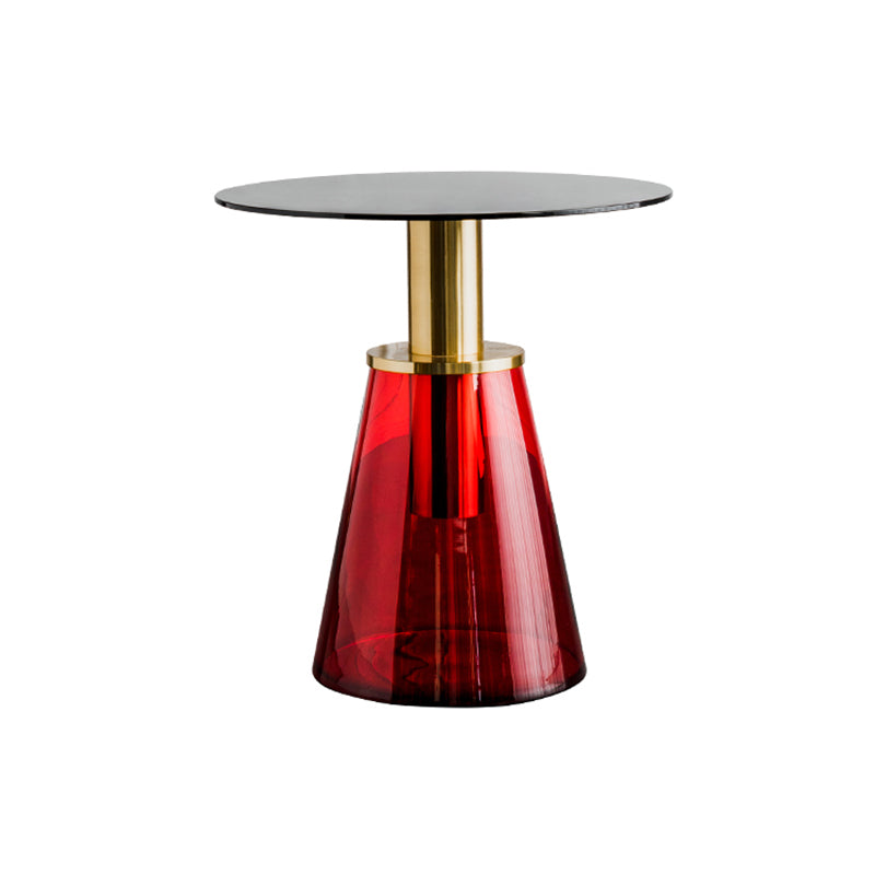 Round Metal/glass Table with Pedestal Base Base Mid-century Modern Side Table