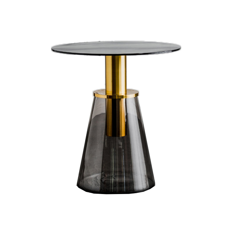Round Metal/glass Table with Pedestal Base Base Mid-century Modern Side Table