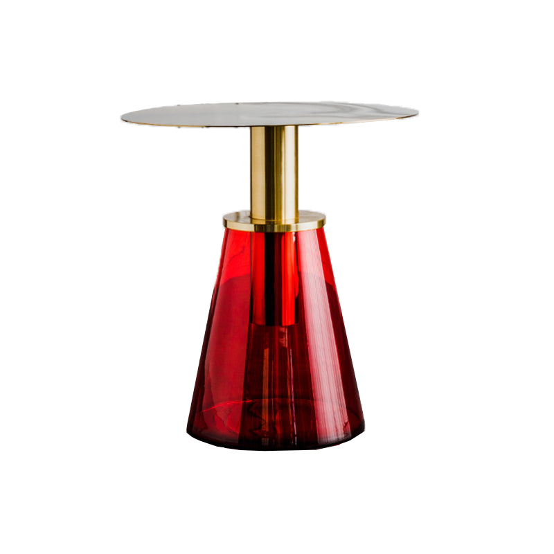 Round Metal/glass Table with Pedestal Base Base Mid-century Modern Side Table