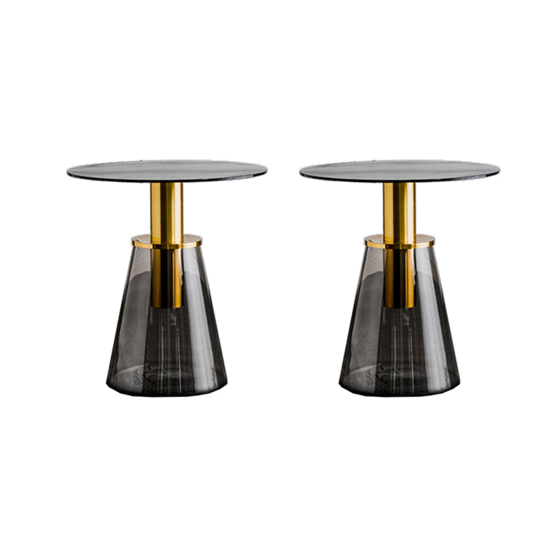 Round Metal/glass Table with Pedestal Base Base Mid-century Modern Side Table