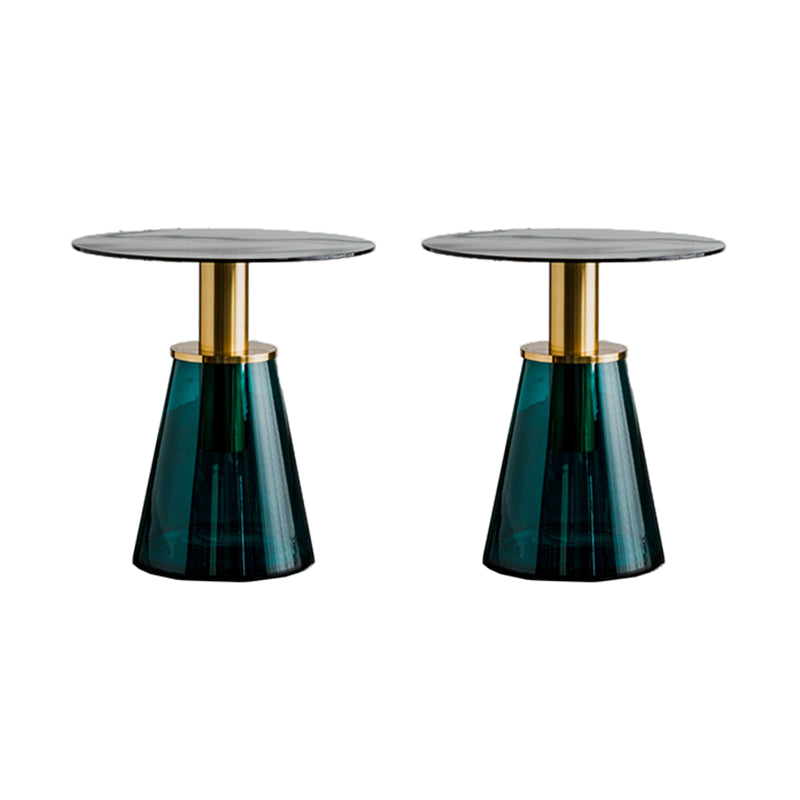 Round Metal/glass Table with Pedestal Base Base Mid-century Modern Side Table